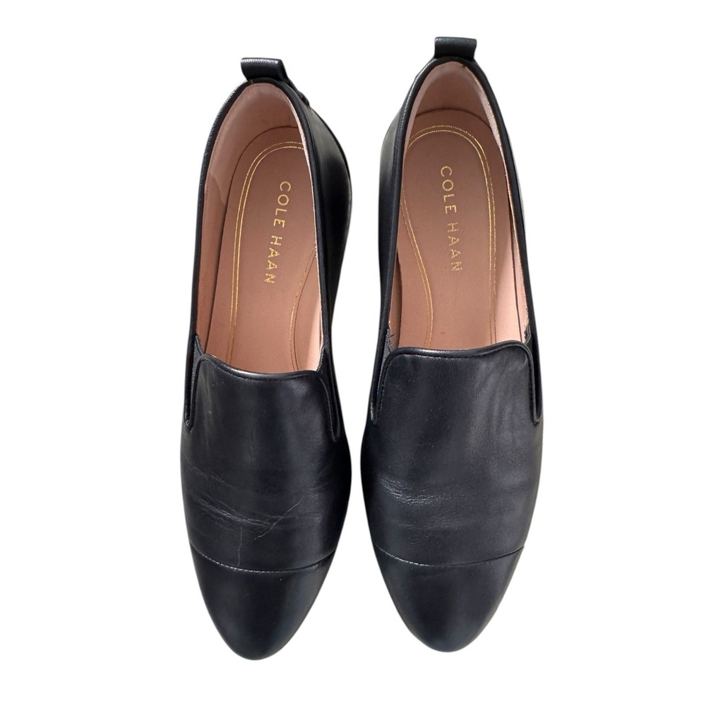 Cole Haan Black Leather Pointed Toe Loafers Size 7 Women's